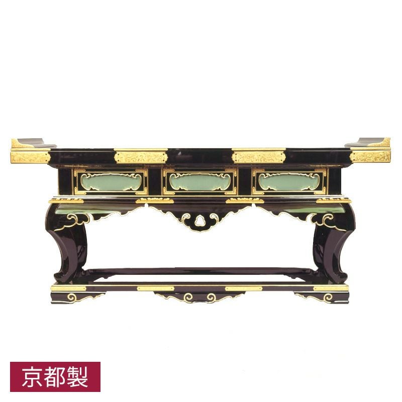 鎌倉型前机 黒塗または朱塗 純金箔押 金具打 横幅152cm
