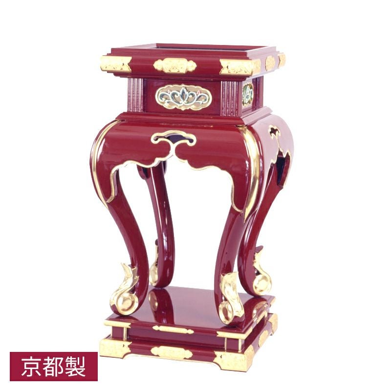 中央香台 腰若葉彫刻入 金具打 高さ61cm 1脚 | 寺院用仏具・寺院用品