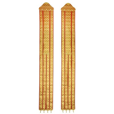 唐幡 金襴製 瓔珞付 金具打 長さ152cm 1対