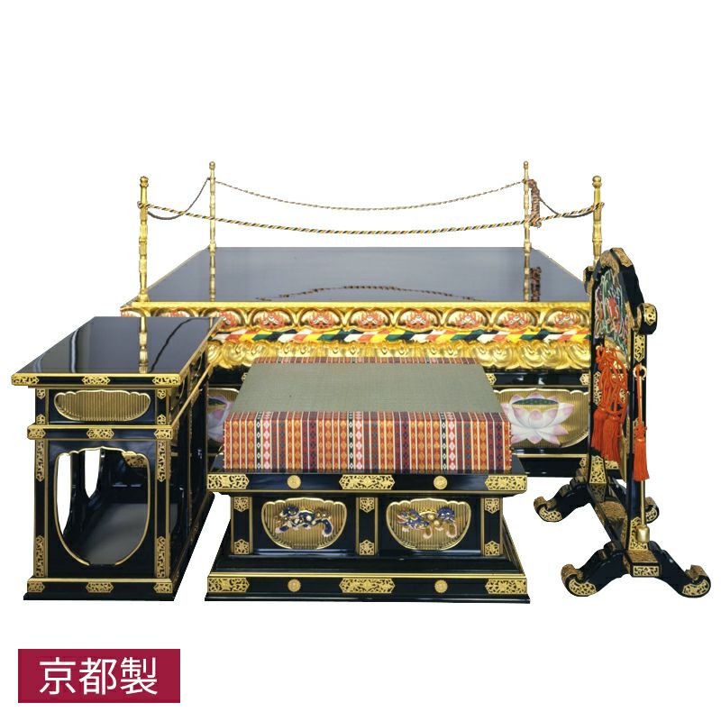 幸心流型大壇 蓮華彫入 黒塗または朱塗 純金箔押 金具打 畳付 大壇横幅