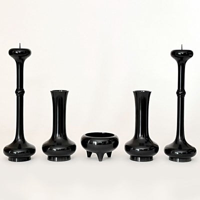 寛通型 五具足 真鍮製 色付 1組（花瓶高さ15cm～39cm 9種類）