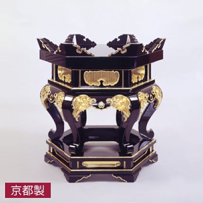 きん台 六角型 黒塗または朱塗 純金箔押 金具なし きん子口径33cm用