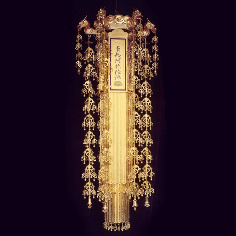 木製幢幡 瓔珞付 純金箔押 総高さ212cm～152cm 1対 | 寺院用仏具・寺院