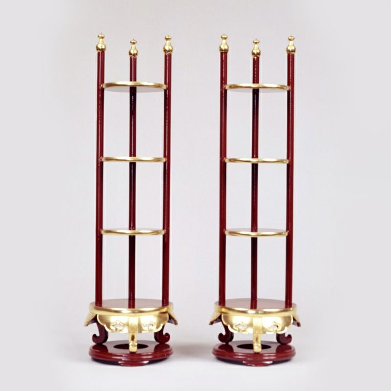 香盤型段盛 朱塗 純金箔押 総高さ91cm～45cm 1対 | 寺院用仏具・寺院