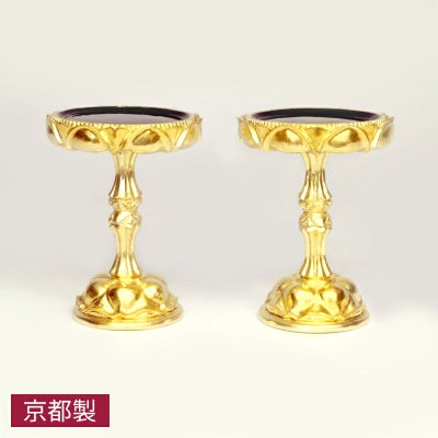 蓮華型高坏 純金箔押 上部皿直径18cm 1対
