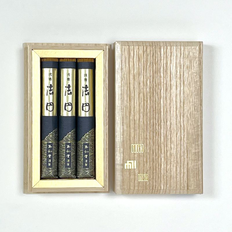 5,000円　未使用☆箱つき　アンティーク品　祖雅堂（そがどう）尺○丸梅盆　３０ｃｍ 玉初堂 進物用線香 沈香法円 短寸13.8cm 3把詰 桐箱入 | 寺院用仏具