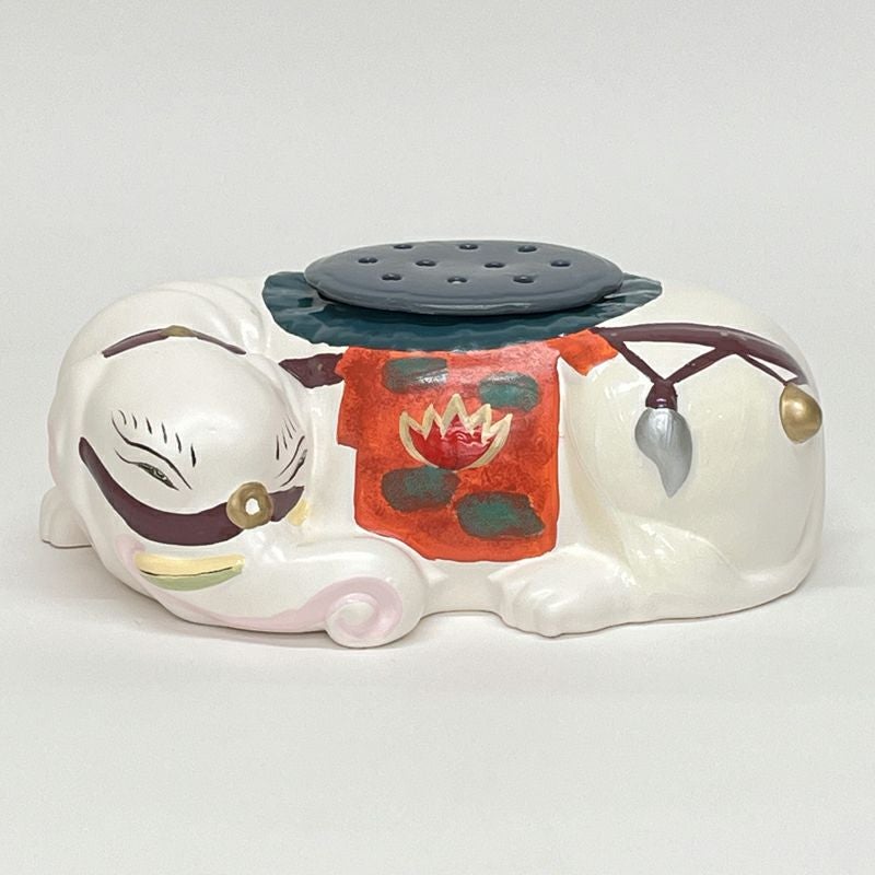 家具 インテリア雑貨　象牙調　香炉 本象牙彫刻美術品 香炉（鶴） 高さ30cm 縁起の良いはんこをお届け