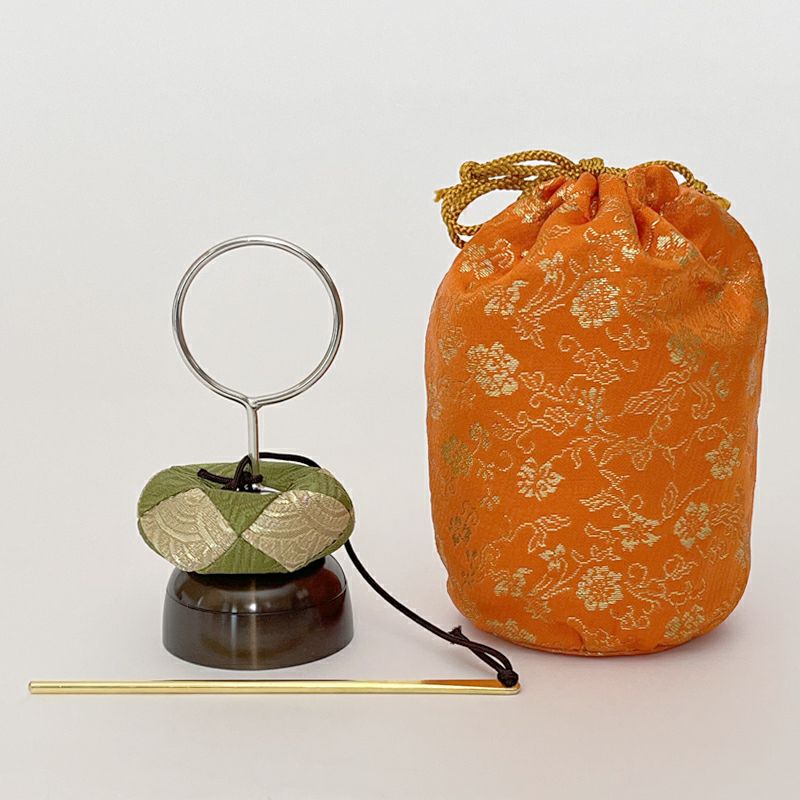 印金 佐波理リン 宣徳色付 巾着袋付（口径4.5cm、5.4cm、6.0cm 3種類）