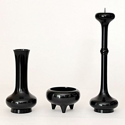 寛通型 三具足 真鍮製 色付 1組（花瓶高さ15cm～39cm 9種類）