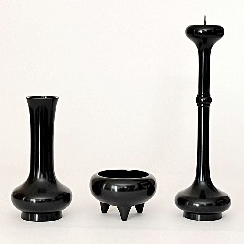 寛通型 三具足 真鍮製 色付 1組（花瓶高さ15cm～39cm 9種類）