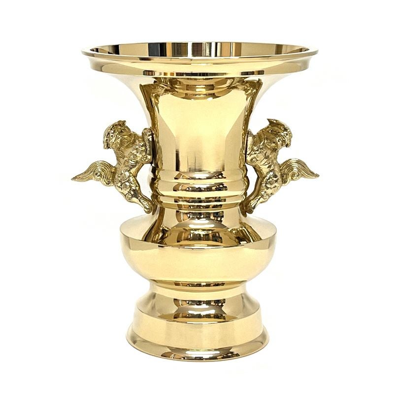 花瓶 花瓶丸型獅子掛 真鍮製 磨き（口径15cm～30cm 6種類）