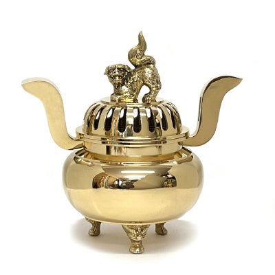 香炉 花瓶丸型獅子掛・掛耳なし型共通 真鍮製 磨き（胴直径13.8cm～25.0cm 6種類）