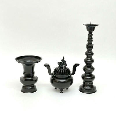 三具足 花瓶丸型掛耳なし 真鍮製 色付（花瓶口径15cm～30cm 6種類）