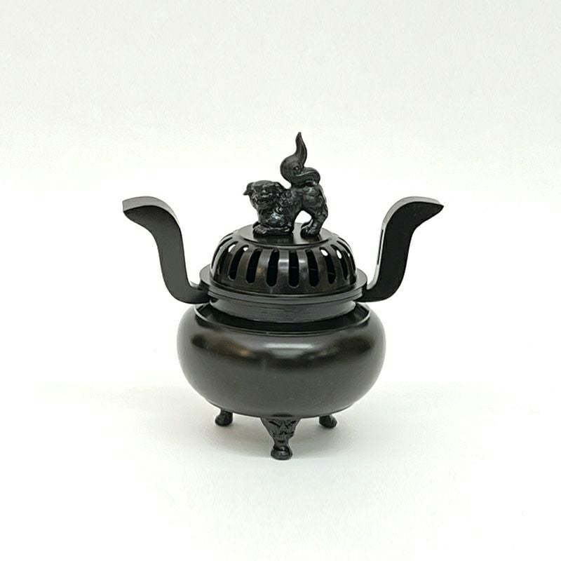 香炉 花瓶丸型獅子掛・掛耳なし型共通 真鍮製 色付（胴直径13.8cm～25.0cm 6種類）