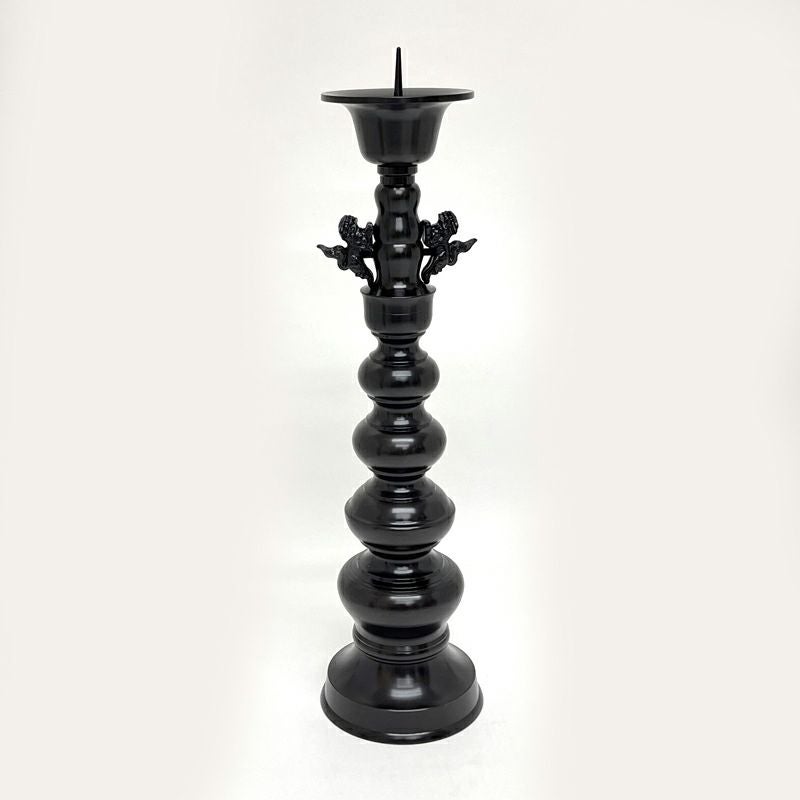 蝋燭立 花瓶丸型獅子掛 真鍮製 色付（高さ39cm～82cm 6種類）