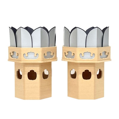 供笥 八角型 桧製 白木仕上 銀地紺縁紙方立・はちまき付 特製 大谷派（対辺寸法15cm～24cm 7種類）