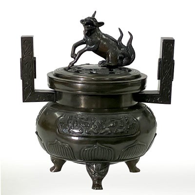 【アウトレット】香炉 花瓶菖蒲型用 色付 最上 唐金製 本願寺派 胴直径18cm