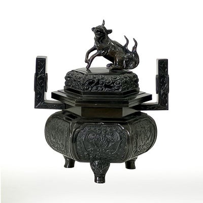 【アウトレット】香炉 花瓶六角型用 色付 最上 唐金製 本願寺派 胴直径19cm