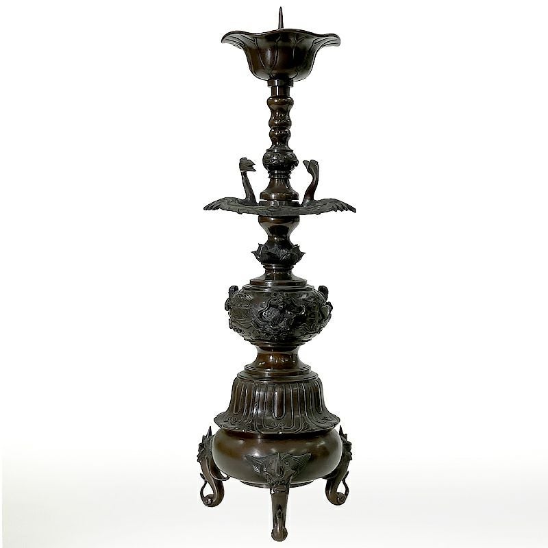 【アウトレット】蝋燭立（左用） 別製最上 蝋型鋳造 本願寺派 高さ55cm