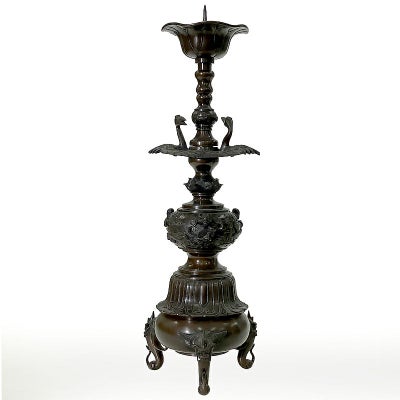 【アウトレット】蝋燭立（左用） 別製最上 蝋型鋳造 本願寺派 高さ55cm