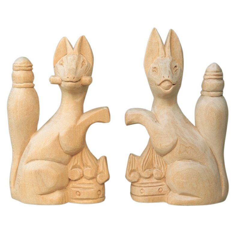 木彫 きつね 高さ9cm 1対 251