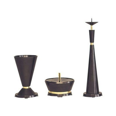 新様式B型 三具足 唐金製 宣徳色付（花瓶口径12cm、15cm 2種類）