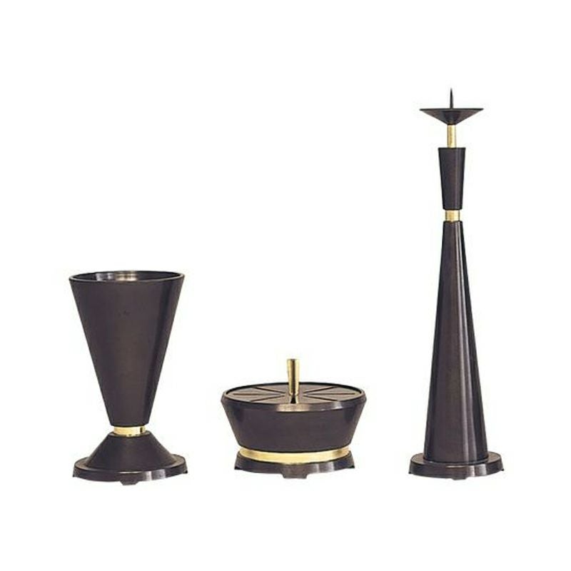 新様式B型 三具足 唐金製 宣徳色付（花瓶口径12cm、15cm 2種類）